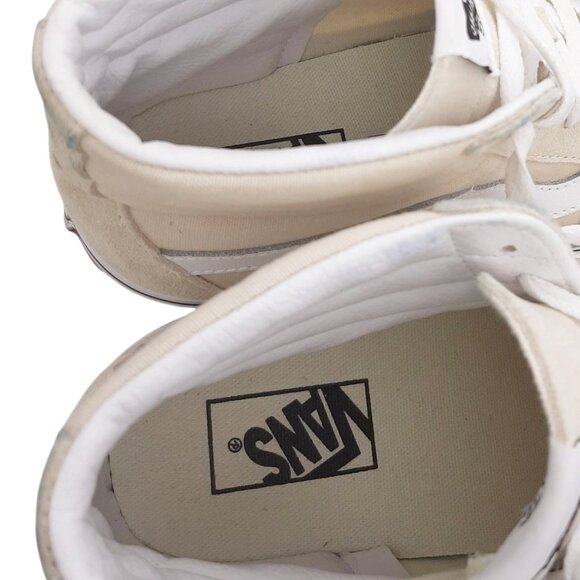 Vans SK8-HI Off White Cream Suede & Canvas High Top Lace Up Sneakers - Picture 8 of 13
